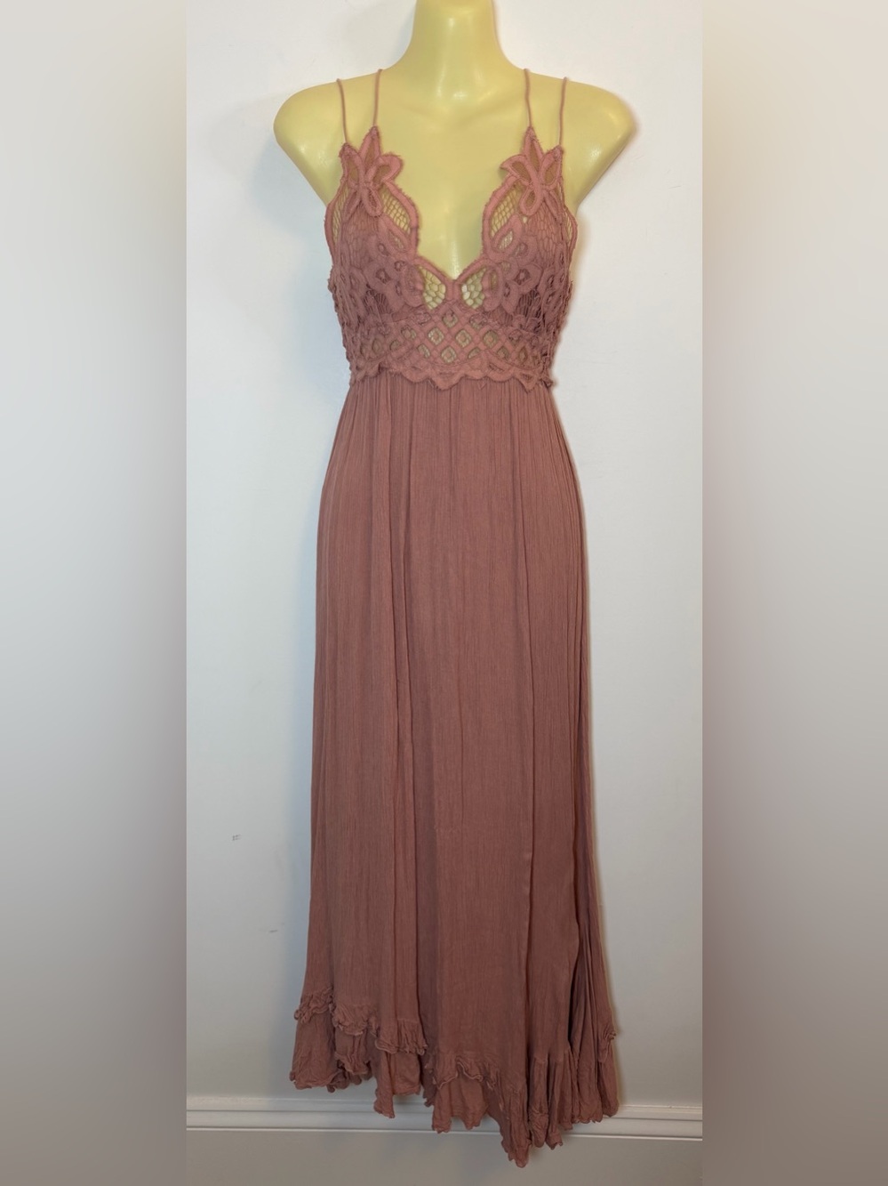 Free People Adella Maxi Slip Dress Dusty Rose